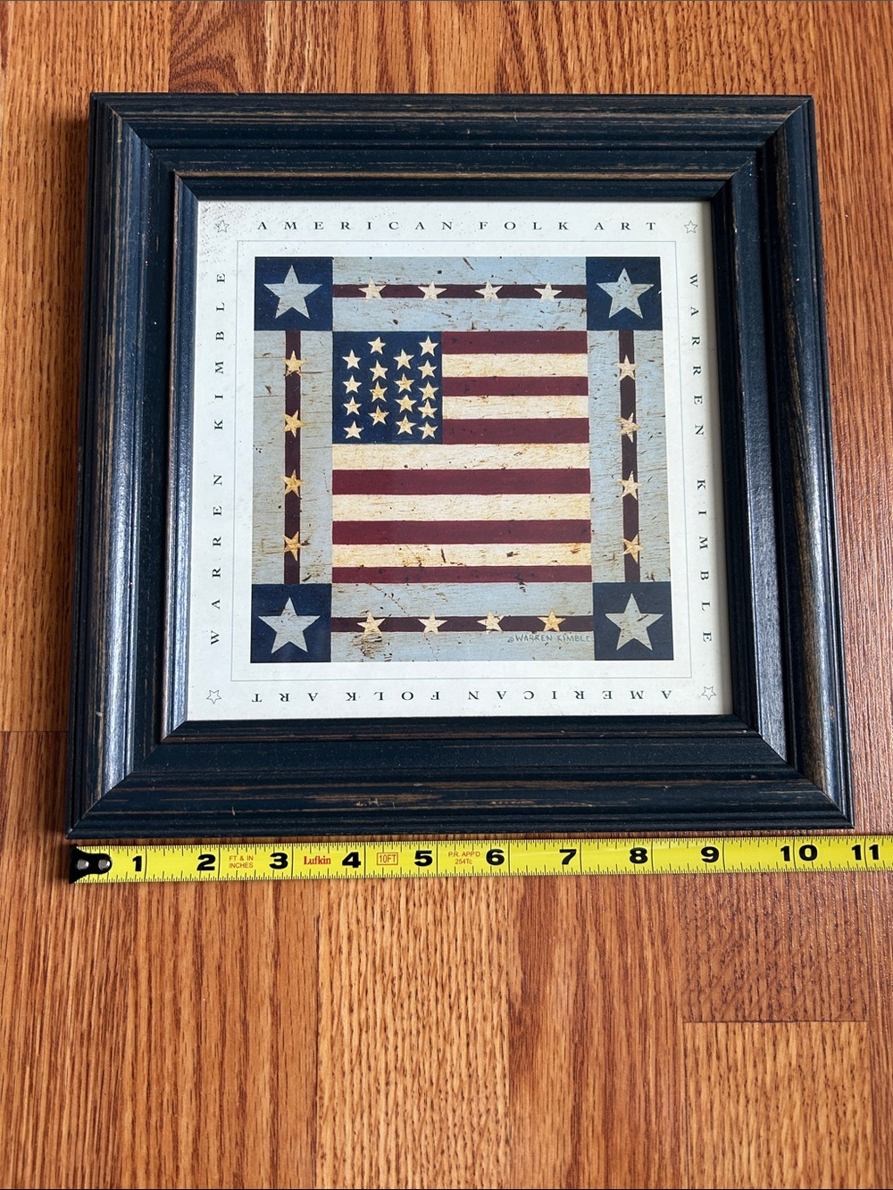 Warren Kimble American Fold Art American Flag Print in Distressed Blue Frame - Picture 4 of 8